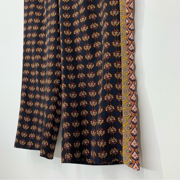 Zara Mixed Print Boho Pull On Wide Leg Cropped Pants High Rise/Drop Crotch Sz Lg - Picture 5 of 16